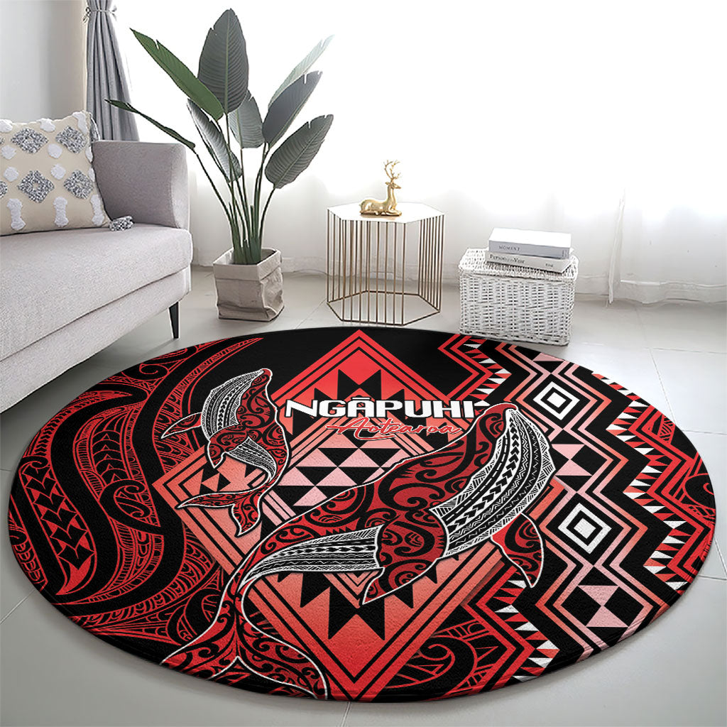 Aotearoa Iwi Ngapuhi Round Carpet NZ Maori Humpback Whale Taniko Motifs LT14 - Polynesian Pride