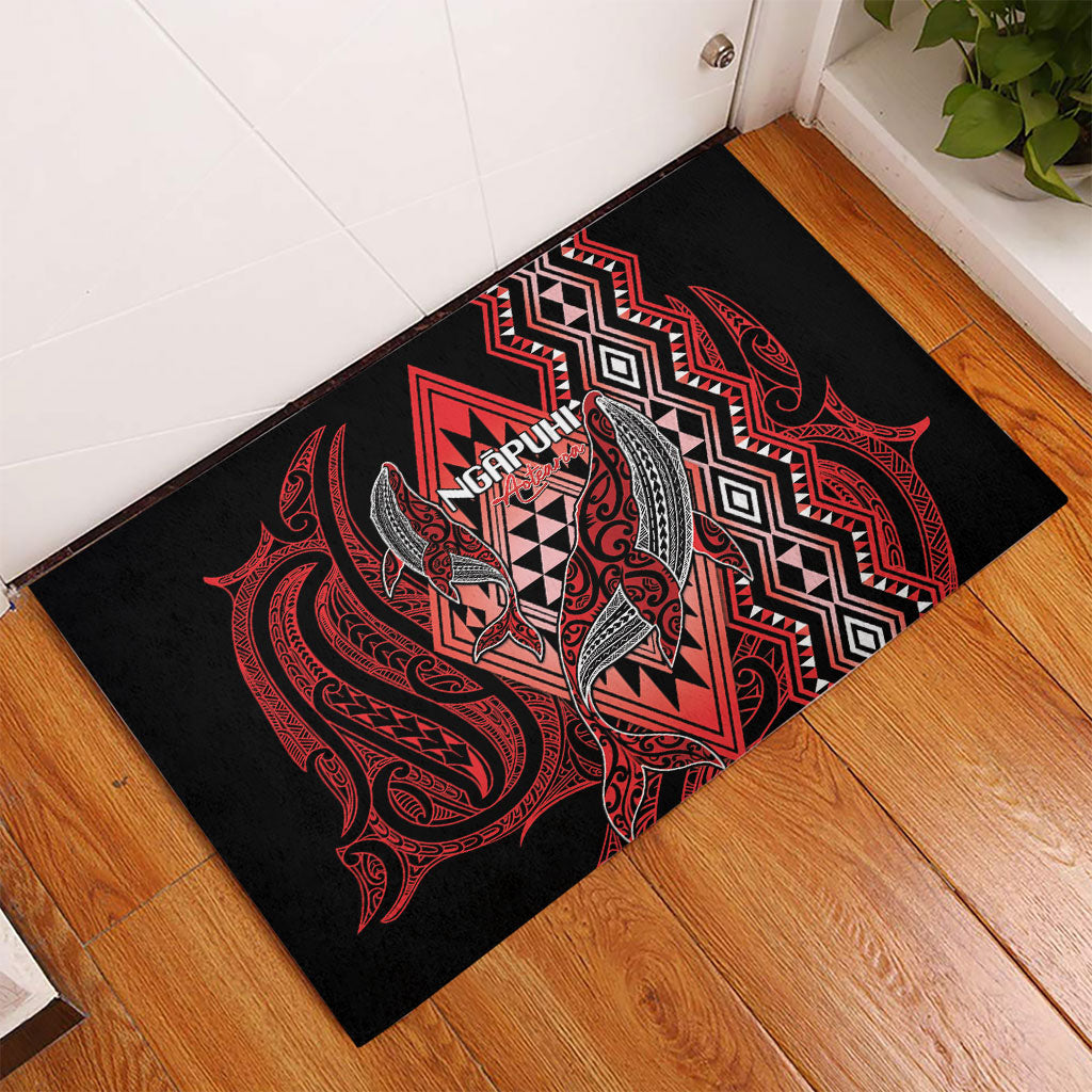 Aotearoa Iwi Ngapuhi Rubber Doormat NZ Maori Humpback Whale Taniko Motifs LT14 - Polynesian Pride