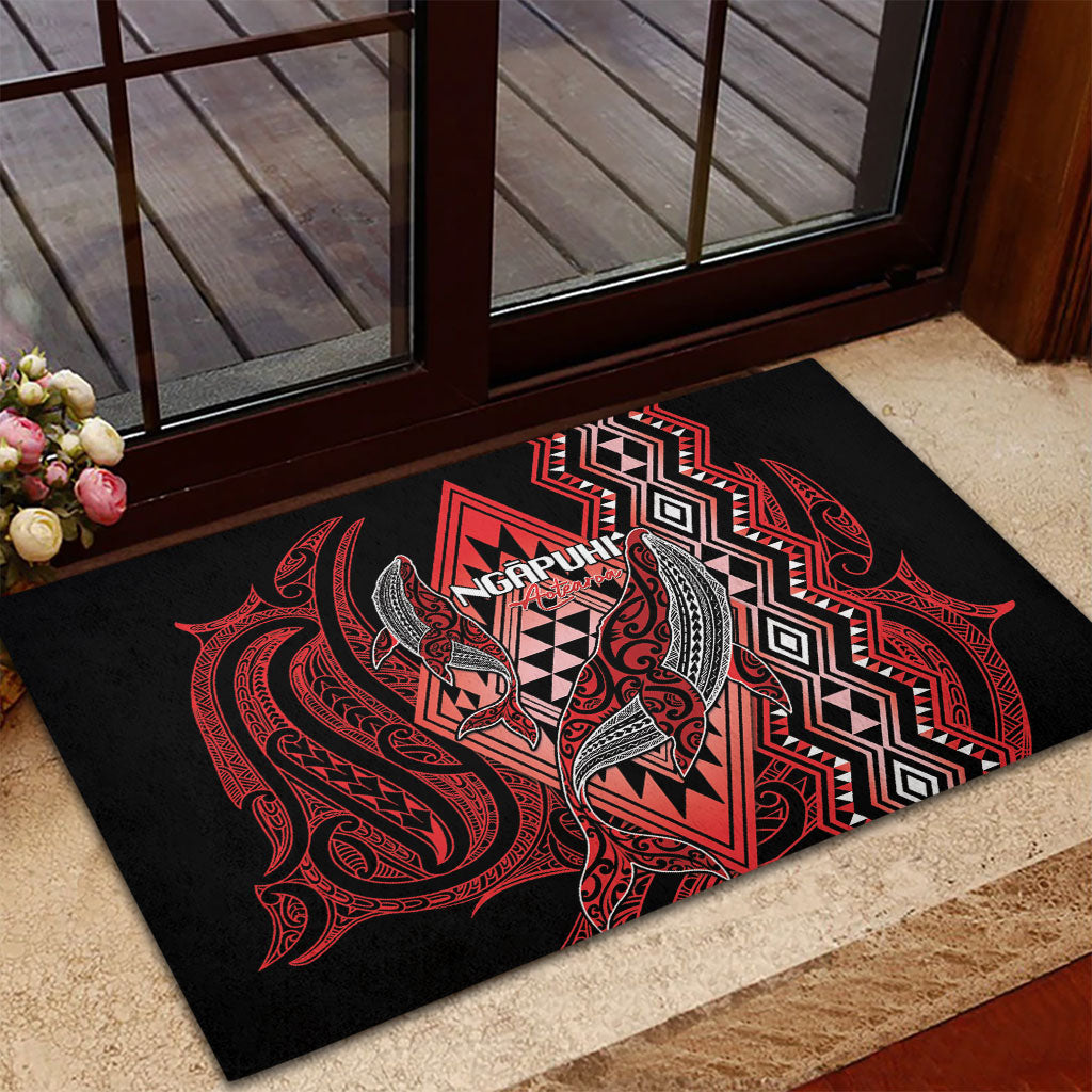 Aotearoa Iwi Ngapuhi Rubber Doormat NZ Maori Humpback Whale Taniko Motifs LT14 - Polynesian Pride