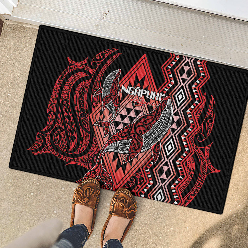 Aotearoa Iwi Ngapuhi Rubber Doormat NZ Maori Humpback Whale Taniko Motifs LT14 - Polynesian Pride