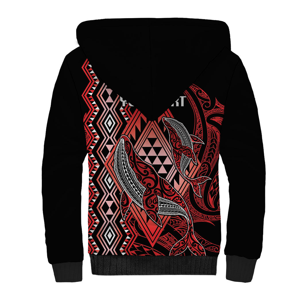 Aotearoa Iwi Ngapuhi Personalised Sherpa Hoodie NZ Maori Humpback Whale Taniko Motifs LT14 - Polynesian Pride