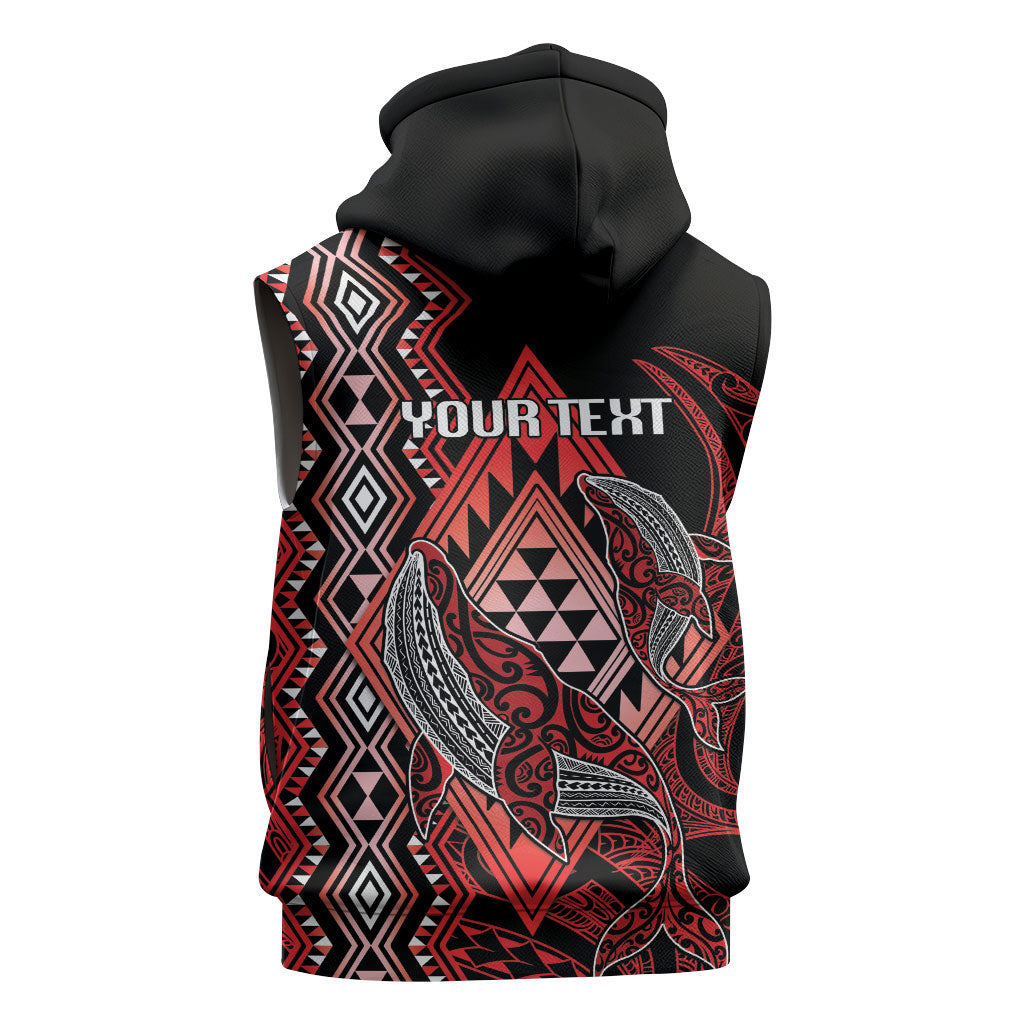 Aotearoa Iwi Ngapuhi Personalised Sleeveless Zip Hoodie NZ Maori Humpback Whale Taniko Motifs LT14 - Polynesian Pride