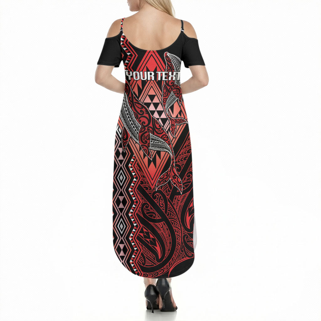 Aotearoa Iwi Ngapuhi Personalised Summer Maxi Dress NZ Maori Humpback Whale Taniko Motifs LT14 - Polynesian Pride