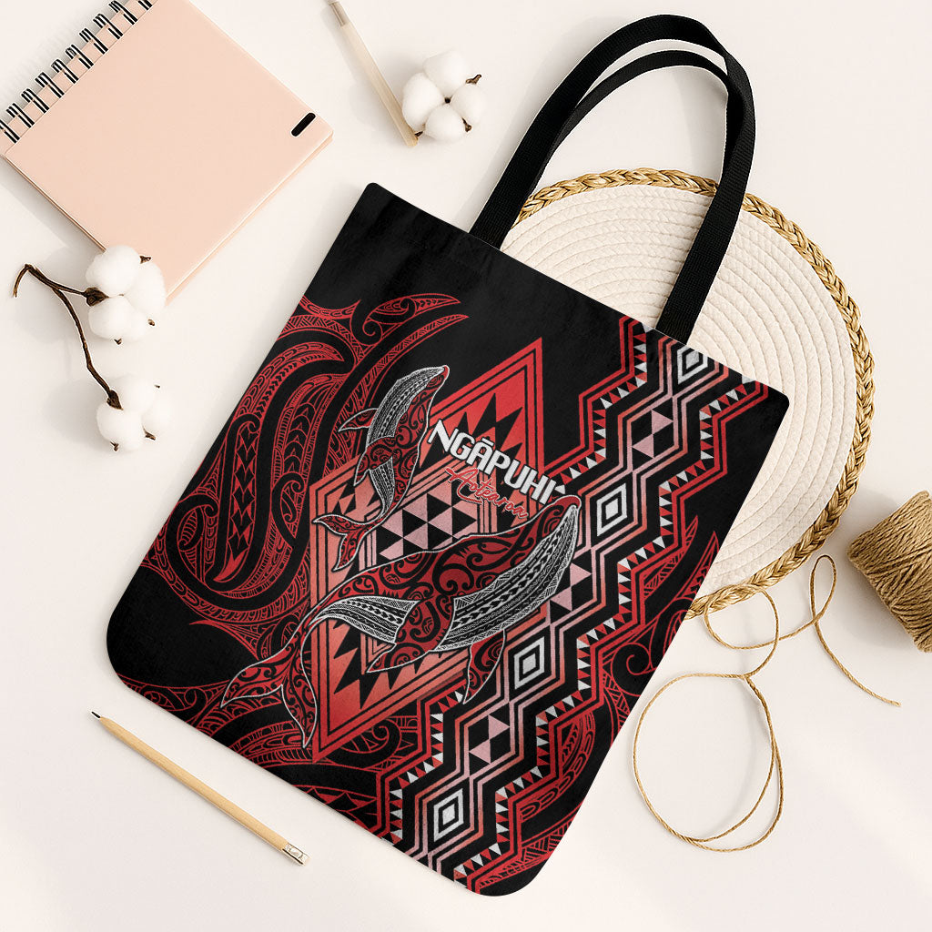 Aotearoa Iwi Ngapuhi Tote Bag NZ Maori Humpback Whale Taniko Motifs