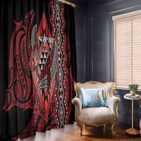 Aotearoa Iwi Ngapuhi Window Curtain NZ Maori Humpback Whale Taniko Motifs LT14 - Polynesian Pride