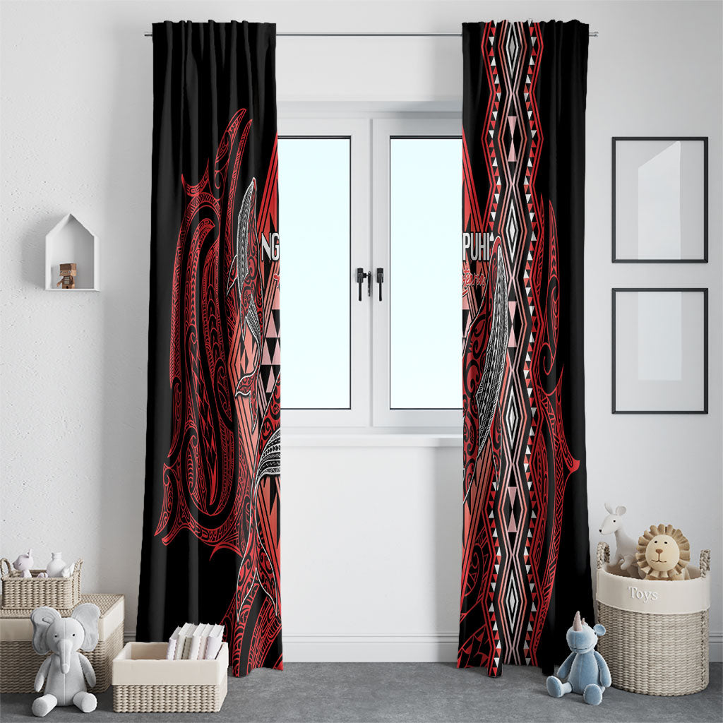 Aotearoa Iwi Ngapuhi Window Curtain NZ Maori Humpback Whale Taniko Motifs LT14 - Polynesian Pride