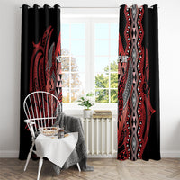 Aotearoa Iwi Ngapuhi Window Curtain NZ Maori Humpback Whale Taniko Motifs LT14 - Polynesian Pride