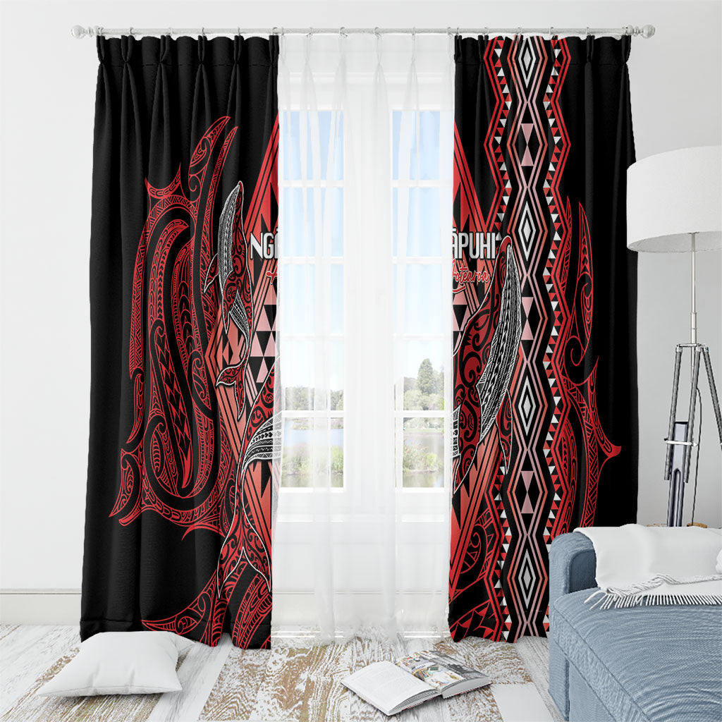 Aotearoa Iwi Ngapuhi Window Curtain NZ Maori Humpback Whale Taniko Motifs LT14 - Polynesian Pride