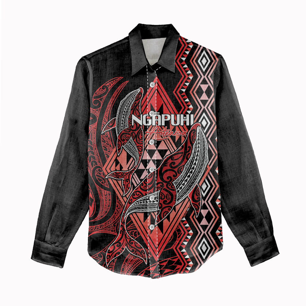 Aotearoa Iwi Ngapuhi Personalised Women Casual Shirt NZ Maori Humpback Whale Taniko Motifs LT14 - Polynesian Pride