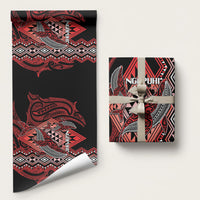 Aotearoa Iwi Ngapuhi Wrapping Paper NZ Maori Humpback Whale Taniko Motifs LT14 58" × 23" Red - Polynesian Pride
