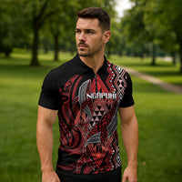 Aotearoa Iwi Ngapuhi Personalised Zipper Polo Shirt NZ Maori Humpback Whale Taniko Motifs LT14 - Polynesian Pride