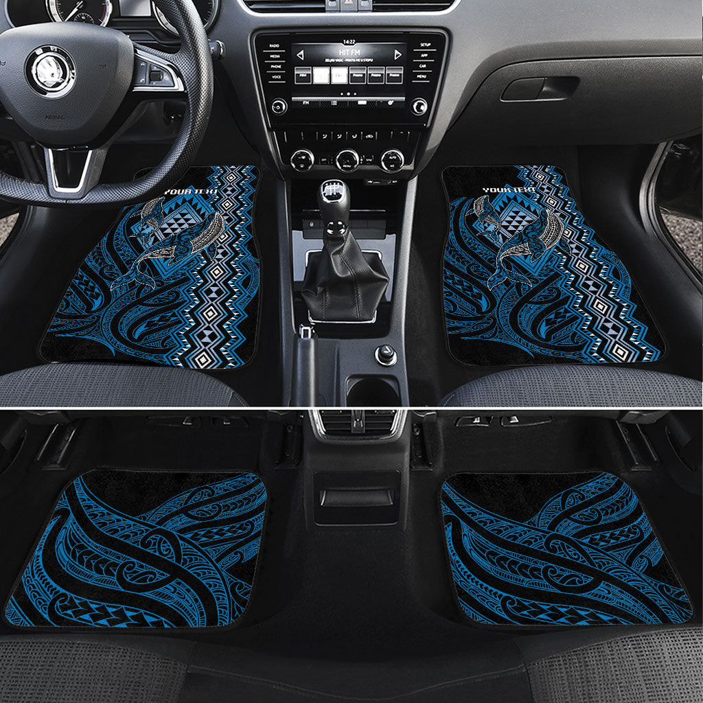 Aotearoa Iwi Ngati Porou Personalised Car Mats NZ Maori Humpback Whale Taniko Motifs LT14 Set 4pcs Blue - Polynesian Pride