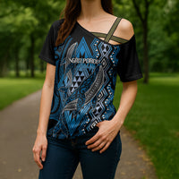 Aotearoa Iwi Ngati Porou Personalised Cross Shoulder Shirt NZ Maori Humpback Whale Taniko Motifs LT14 - Polynesian Pride