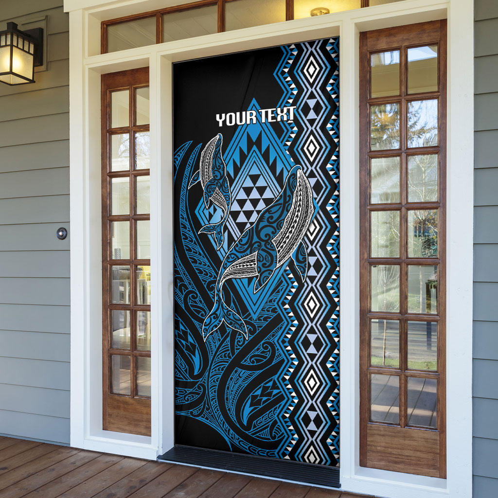 Aotearoa Iwi Ngati Porou Personalised Door Cover NZ Maori Humpback Whale Taniko Motifs LT14 - Polynesian Pride