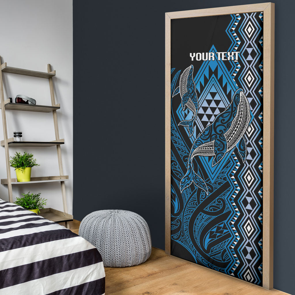 Aotearoa Iwi Ngati Porou Personalised Door Cover NZ Maori Humpback Whale Taniko Motifs LT14 - Polynesian Pride