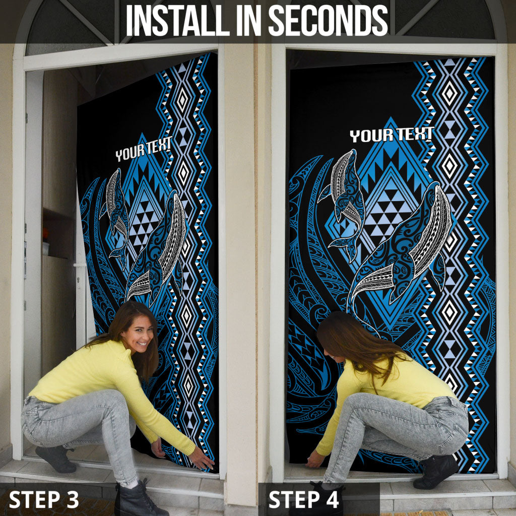 Aotearoa Iwi Ngati Porou Personalised Door Cover NZ Maori Humpback Whale Taniko Motifs LT14 - Polynesian Pride