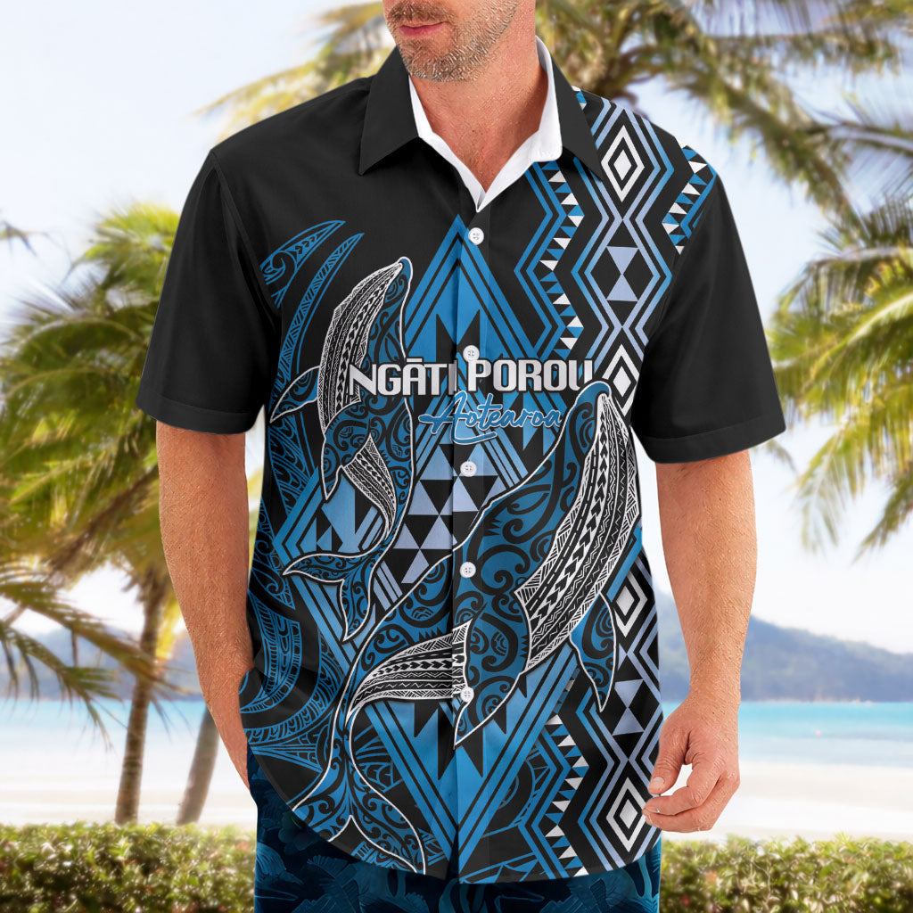 Aotearoa Iwi Ngati Porou Personalised Hawaiian Shirt NZ Maori Humpback Whale Taniko Motifs LT14 - Polynesian Pride