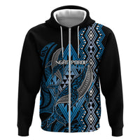 Aotearoa Iwi Ngati Porou Personalised Hoodie NZ Maori Humpback Whale Taniko Motifs LT14 Zip Hoodie Blue - Polynesian Pride