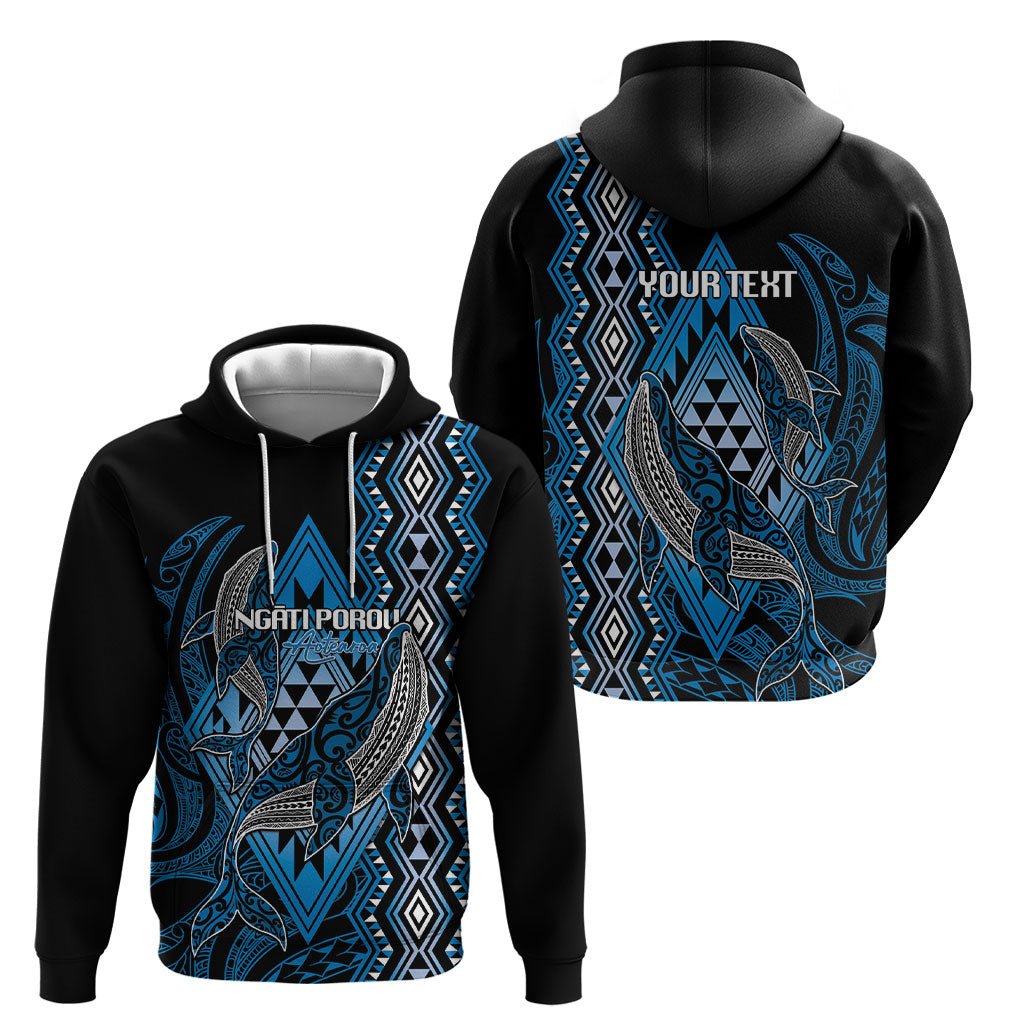 Aotearoa Iwi Ngati Porou Personalised Hoodie NZ Maori Humpback Whale Taniko Motifs LT14 - Polynesian Pride