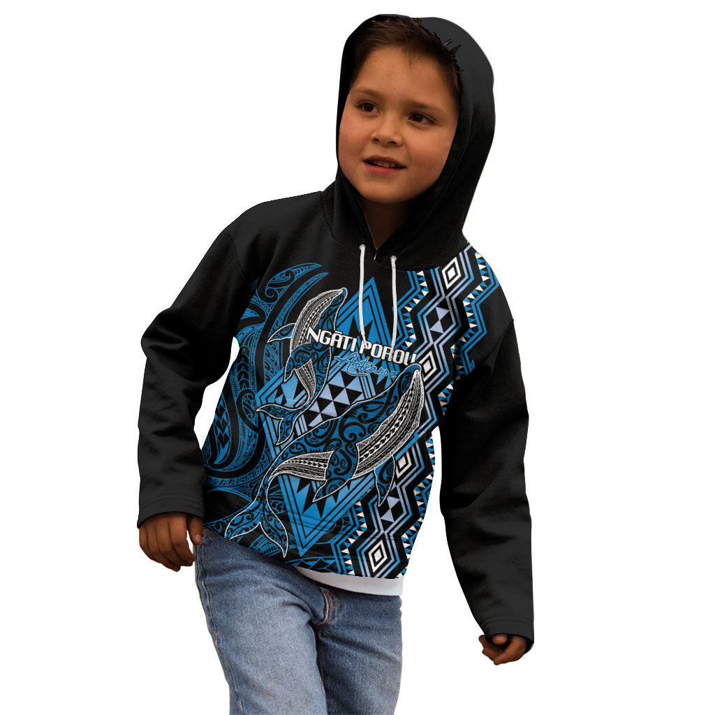 Aotearoa Iwi Ngati Porou Personalised Kid Hoodie NZ Maori Humpback Whale Taniko Motifs LT14 - Polynesian Pride