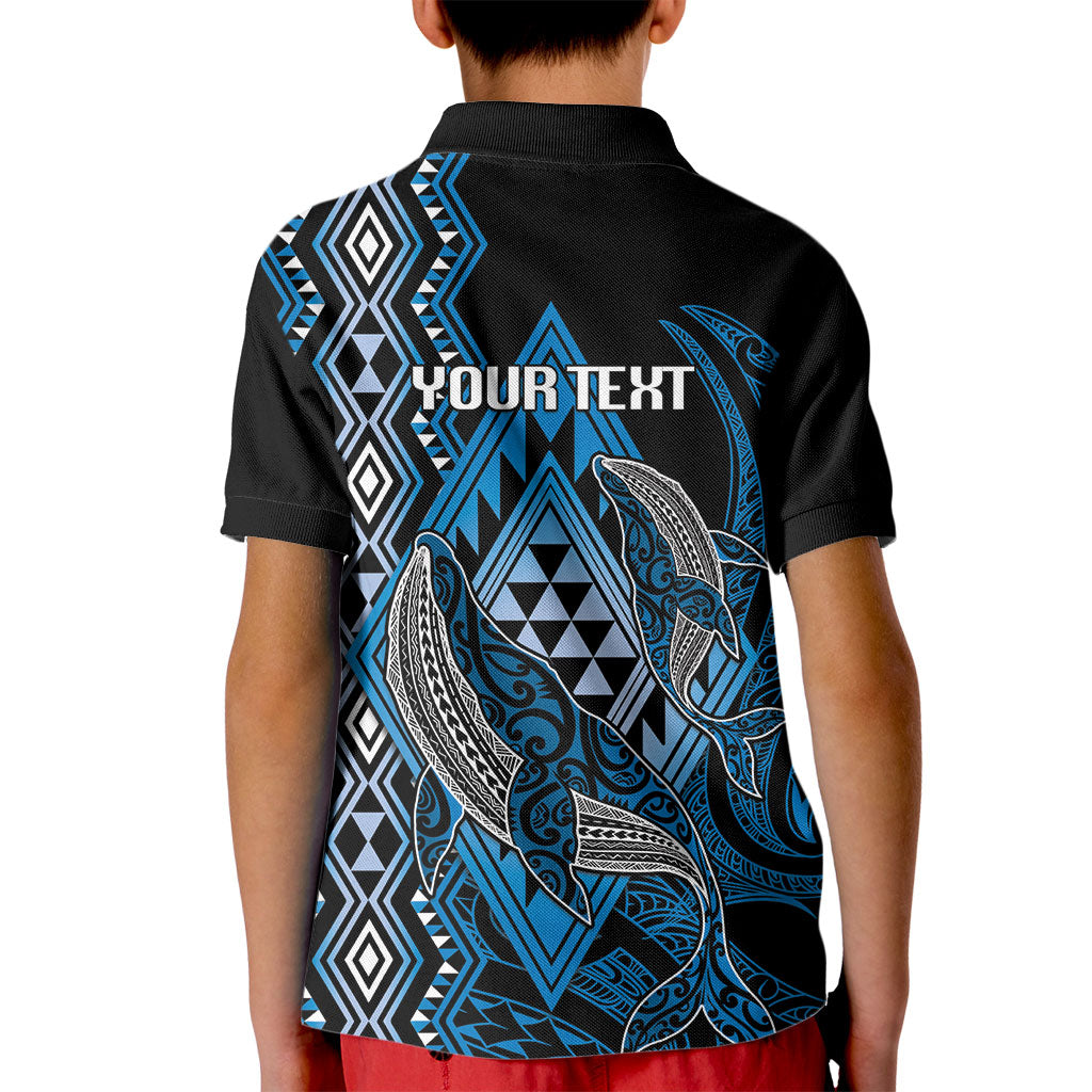 Aotearoa Iwi Ngati Porou Personalised Kid Polo Shirt NZ Maori Humpback Whale Taniko Motifs LT14 - Polynesian Pride