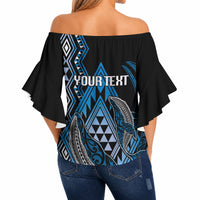 Aotearoa Iwi Ngati Porou Personalised Off Shoulder Wrap Waist Top NZ Maori Humpback Whale Taniko Motifs LT14 - Polynesian Pride