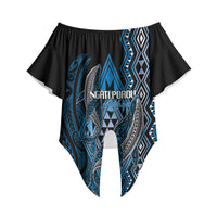 Aotearoa Iwi Ngati Porou Personalised Off Shoulder Wrap Waist Top NZ Maori Humpback Whale Taniko Motifs LT14 - Polynesian Pride