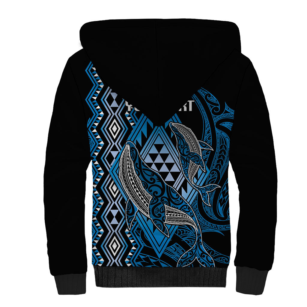Aotearoa Iwi Ngati Porou Personalised Sherpa Hoodie NZ Maori Humpback Whale Taniko Motifs LT14 - Polynesian Pride
