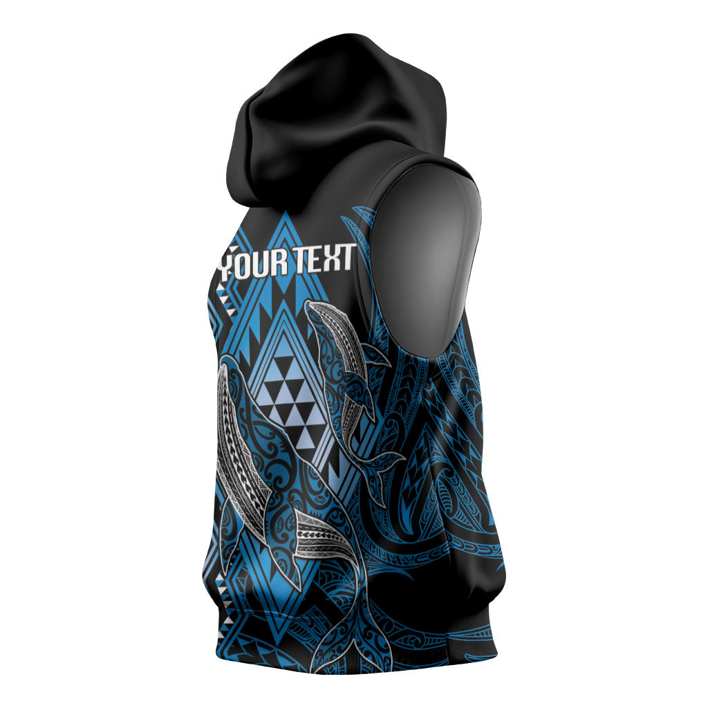Aotearoa Iwi Ngati Porou Personalised Sleeveless Hoodie NZ Maori Humpback Whale Taniko Motifs LT14 - Polynesian Pride