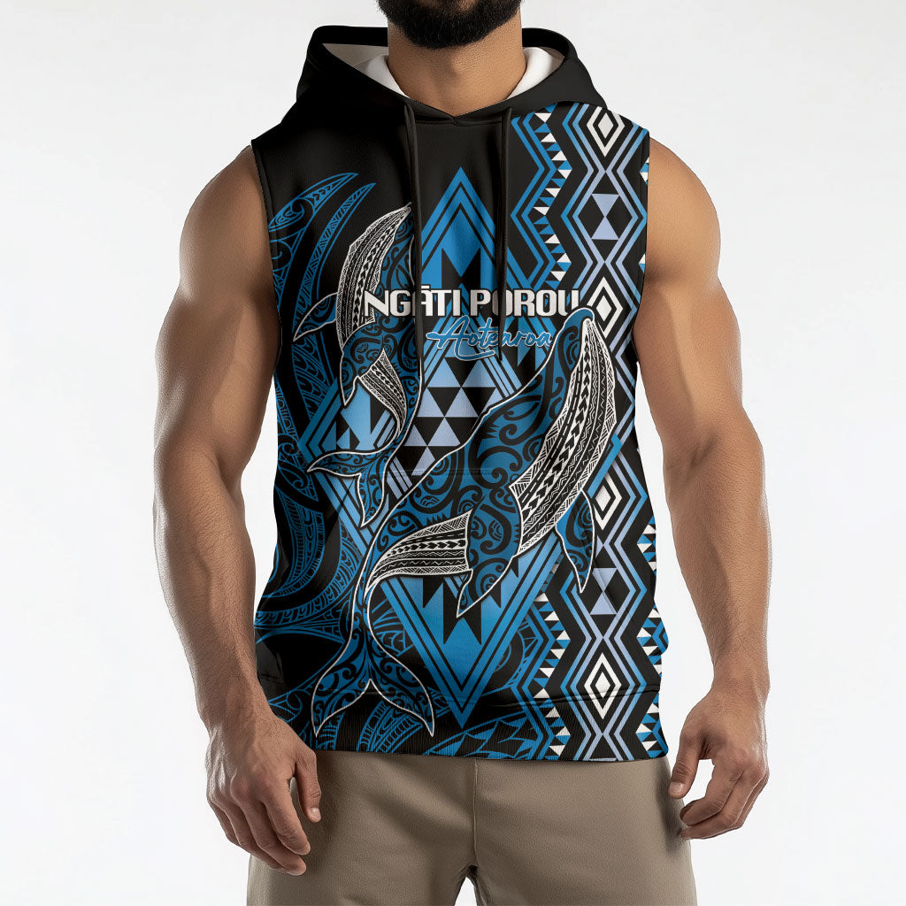 Aotearoa Iwi Ngati Porou Personalised Sleeveless Hoodie NZ Maori Humpback Whale Taniko Motifs LT14 - Polynesian Pride