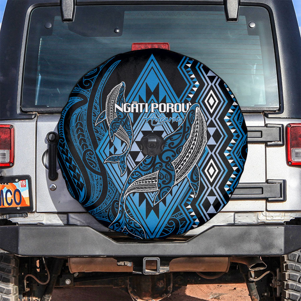 Aotearoa Iwi Ngati Porou Spare Tire Cover NZ Maori Humpback Whale Taniko Motifs LT14 Blue - Polynesian Pride
