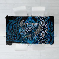 Aotearoa Iwi Ngati Porou Tablecloth NZ Maori Humpback Whale Taniko Motifs LT14 Blue - Polynesian Pride