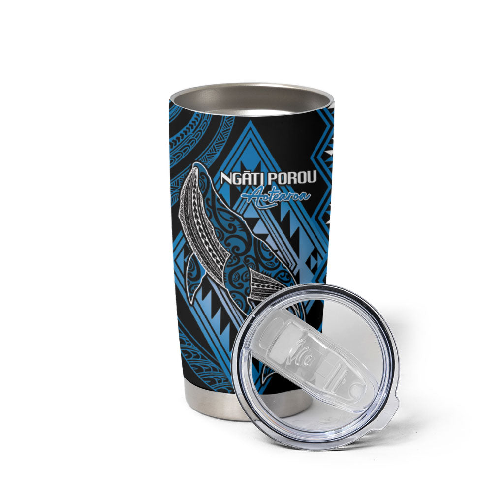 Aotearoa Iwi Ngati Porou Personalised Tumbler Cup NZ Maori Humpback Whale Taniko Motifs LT14 - Polynesian Pride