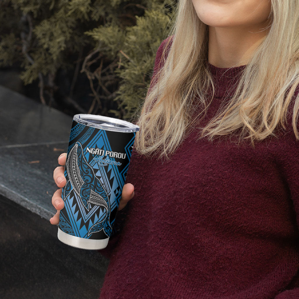 Aotearoa Iwi Ngati Porou Personalised Tumbler Cup NZ Maori Humpback Whale Taniko Motifs LT14 - Polynesian Pride