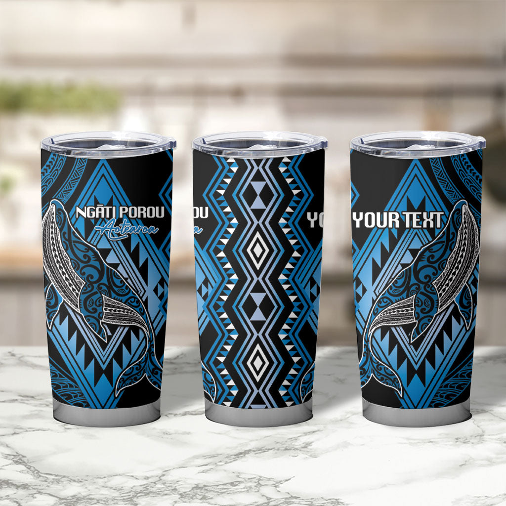 Aotearoa Iwi Ngati Porou Personalised Tumbler Cup NZ Maori Humpback Whale Taniko Motifs LT14 - Polynesian Pride