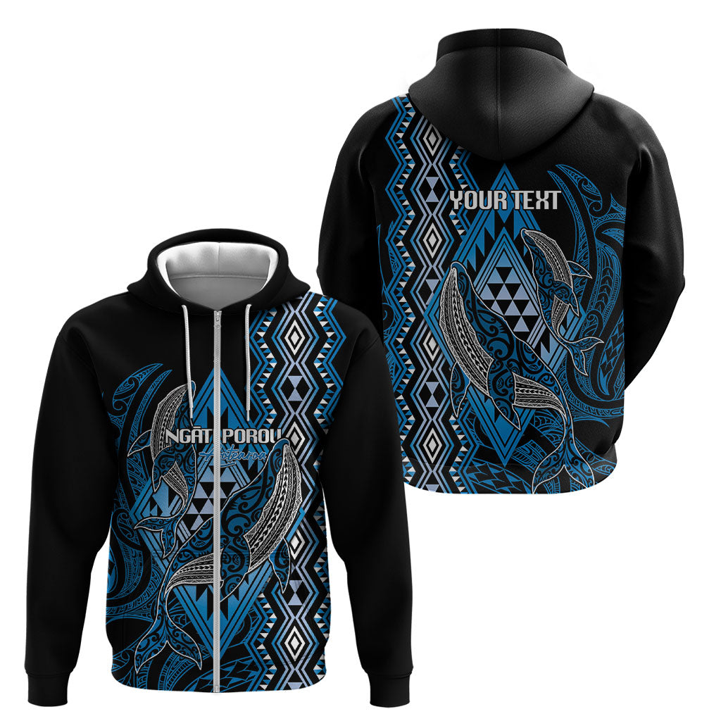Aotearoa Iwi Ngati Porou Personalised Zip Hoodie NZ Maori Humpback Whale Taniko Motifs LT14 - Polynesian Pride