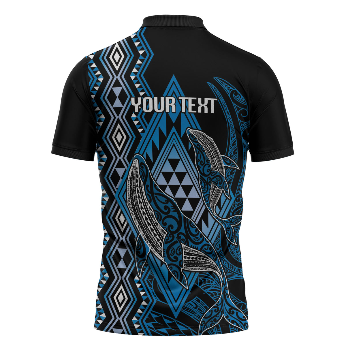 Aotearoa Iwi Ngati Porou Personalised Zipper Polo Shirt NZ Maori Humpback Whale Taniko Motifs LT14 - Polynesian Pride