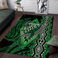 Aotearoa Iwi Ngai Tahu Area Rug NZ Maori Humpback Whale Taniko Motifs LT14 Green - Polynesian Pride