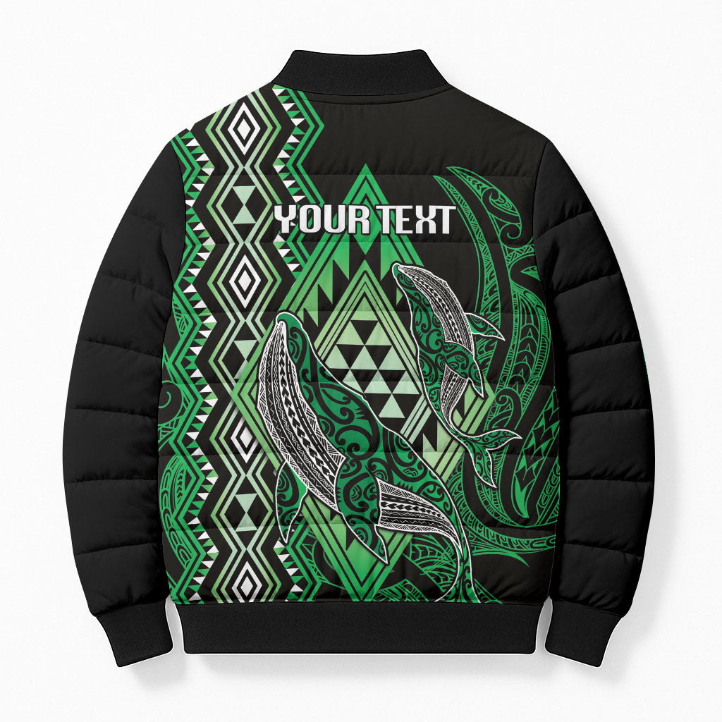 Aotearoa Iwi Ngai Tahu Personalised Bomber Puffer Jacket NZ Maori Humpback Whale Taniko Motifs LT14 - Polynesian Pride
