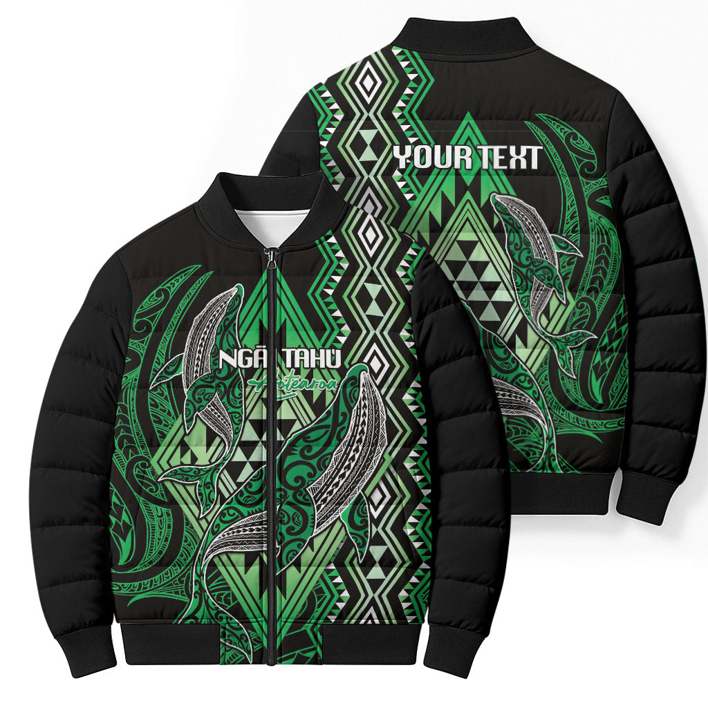 Aotearoa Iwi Ngai Tahu Personalised Bomber Puffer Jacket NZ Maori Humpback Whale Taniko Motifs LT14 - Polynesian Pride