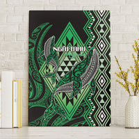 Aotearoa Iwi Ngai Tahu Canvas Wall Art NZ Maori Humpback Whale Taniko Motifs LT14 Without Frame Green - Polynesian Pride