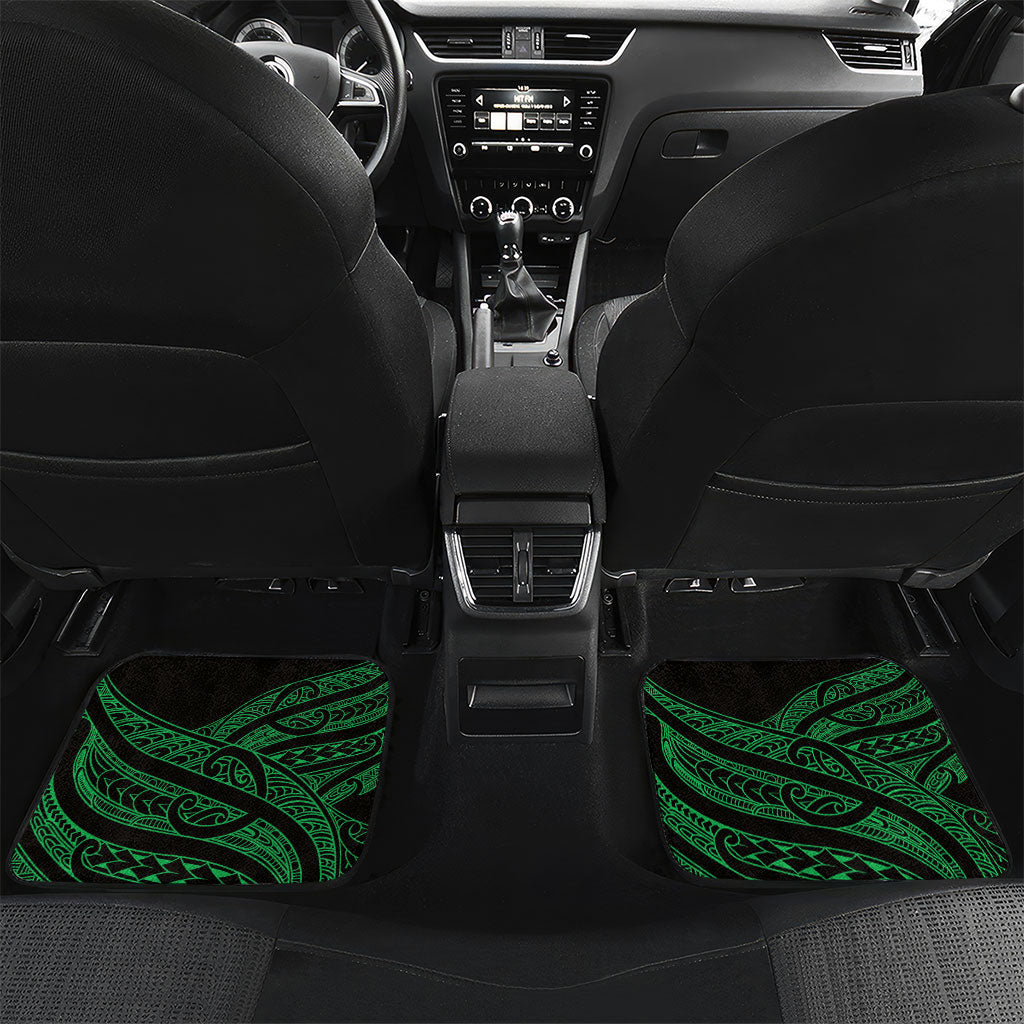 Aotearoa Iwi Ngai Tahu Personalised Car Mats NZ Maori Humpback Whale Taniko Motifs LT14 Set 2pcs - Back Green - Polynesian Pride