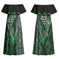 Aotearoa Iwi Ngai Tahu Personalised Couples Matching Off Shoulder Maxi Dress and Long Sleeve Button Shirt NZ Maori Humpback Whale Taniko Motifs LT14 - Polynesian Pride