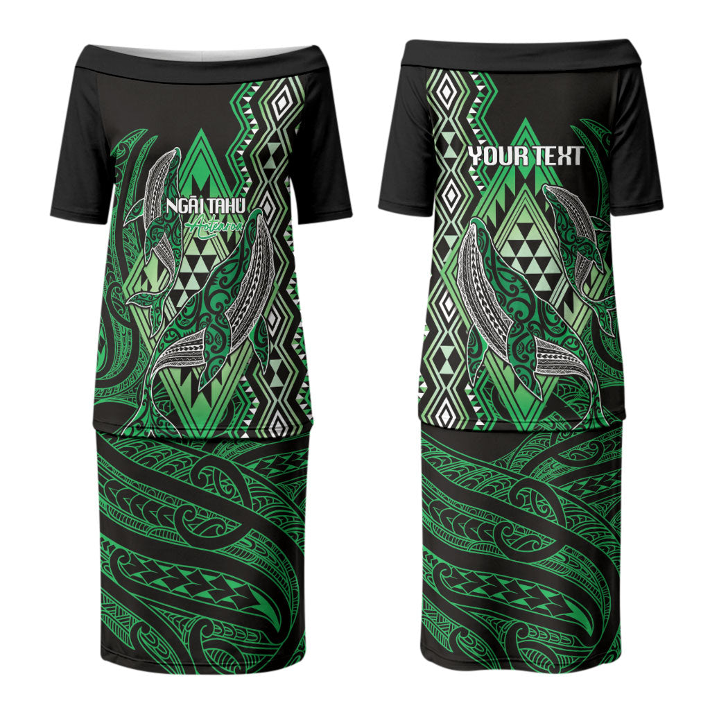 Aotearoa Iwi Ngai Tahu Personalised Couples Matching Puletasi and Hawaiian Shirt NZ Maori Humpback Whale Taniko Motifs LT14 - Polynesian Pride