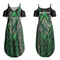 Aotearoa Iwi Ngai Tahu Personalised Couples Matching Summer Maxi Dress and Hawaiian Shirt NZ Maori Humpback Whale Taniko Motifs LT14 - Polynesian Pride