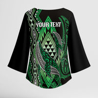 Aotearoa Iwi Ngai Tahu Personalised Kimono Sleeve Blouse NZ Maori Humpback Whale Taniko Motifs LT14 - Polynesian Pride