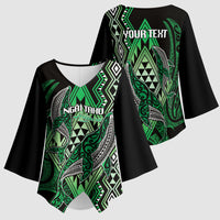 Aotearoa Iwi Ngai Tahu Personalised Kimono Sleeve Blouse NZ Maori Humpback Whale Taniko Motifs LT14 - Polynesian Pride