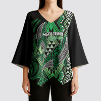 Aotearoa Iwi Ngai Tahu Personalised Kimono Sleeve Blouse NZ Maori Humpback Whale Taniko Motifs LT14 - Polynesian Pride