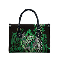 Aotearoa Iwi Ngai Tahu Leather Bag NZ Maori Humpback Whale Taniko Motifs LT14 - Polynesian Pride