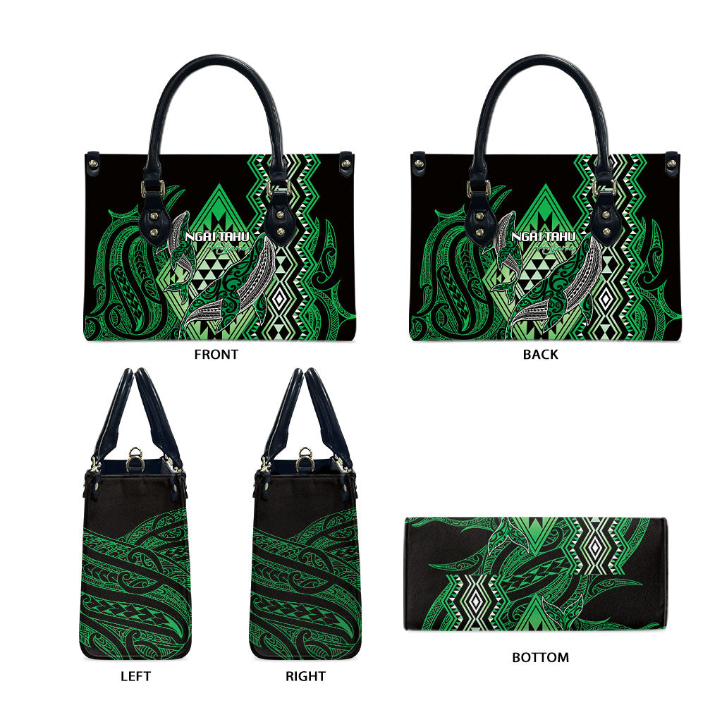 Aotearoa Iwi Ngai Tahu Leather Bag NZ Maori Humpback Whale Taniko Motifs LT14 - Polynesian Pride